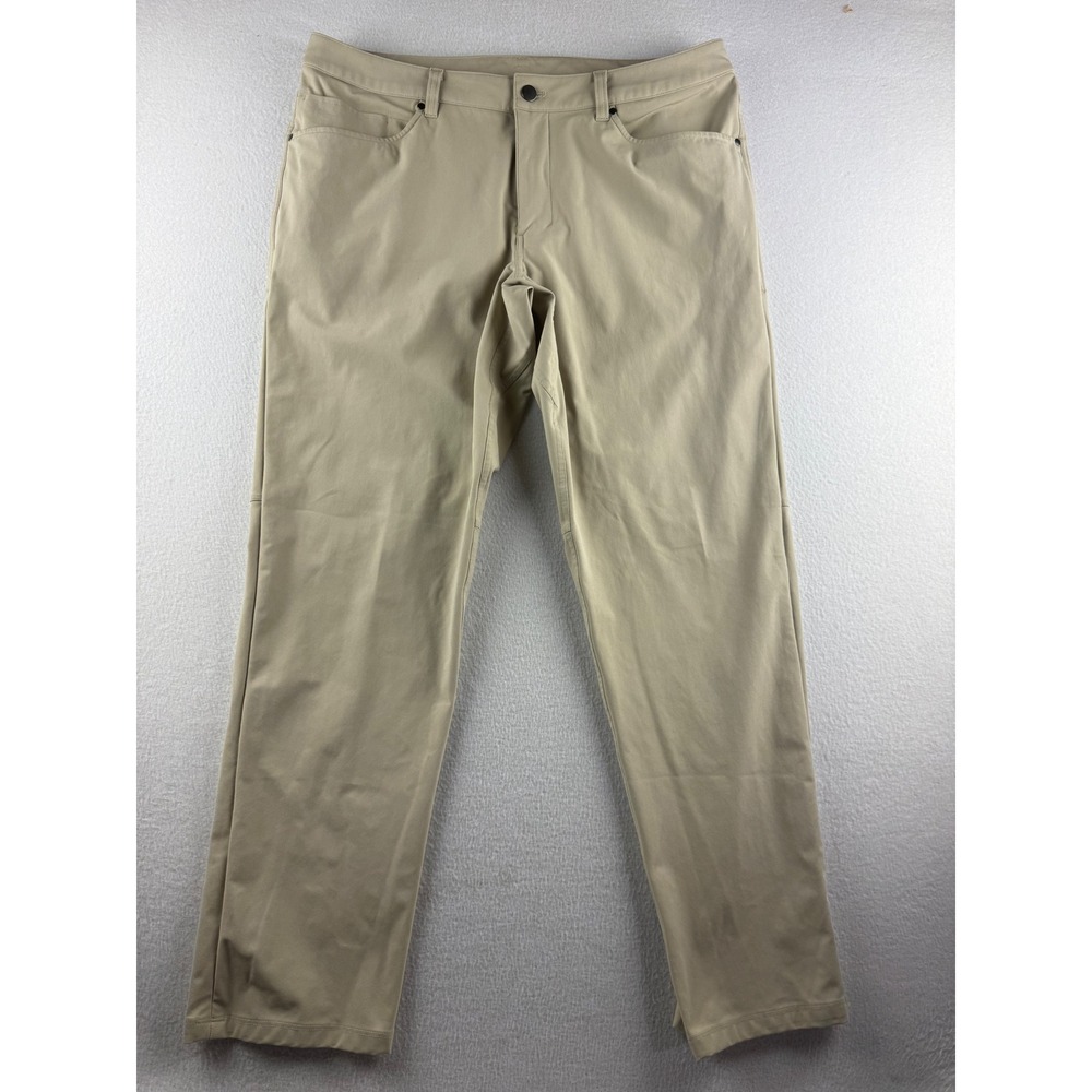 Lululemon Commission Pant Classic Fit Tan Khaki Warpstreme Mens 36 LM5AR5S